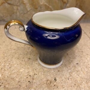 Vintage Aynsley Cobalt Blue with Gold Floral small corset creamer fine China